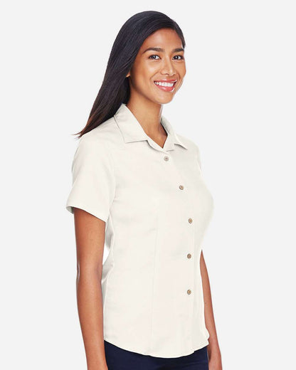 Harriton Women's Bahama Cord Camp Shirt M570W #colormdl_Cream