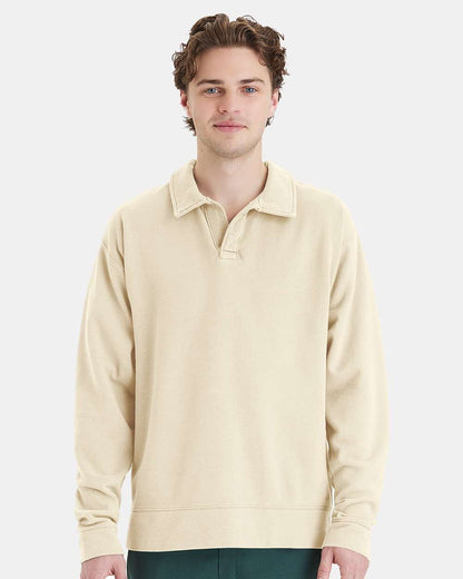 ComfortWash by Hanes Unisex Garment-Dyed Polo Collar Sweatshirt GDH490 #colormdl_Parchment
