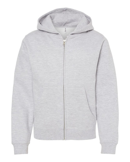 Independent Trading Co. Youth Midweight Full-Zip Hooded Sweatshirt SS4001YZ #color_Grey Heather