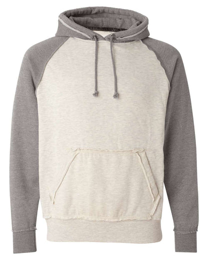 J. America Men's Vintage Heather Hooded Sweatshirt 8885 #color_Oatmeal Heather/ Smoke Heather