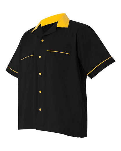 Hilton Men's GM Legend Bowling Shirt HP2244 #color_Black/ Gold