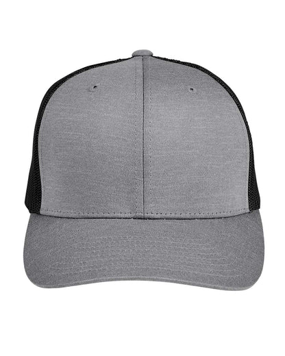 Team 365 Zone Sonic Heather Trucker Cap TT802 #color_Dark Grey Heather/ Black