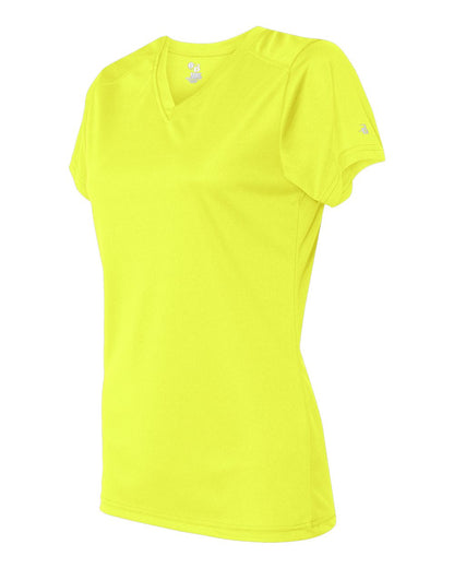 Badger Women’s B-Core V-Neck T-Shirt 4162 #color_Safety Yellow