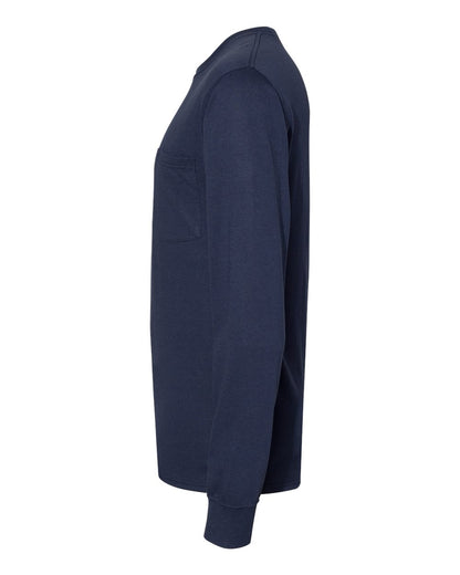 Hanes Unisex Workwear Long Sleeve Pocket T-Shirt W120 #color_Navy