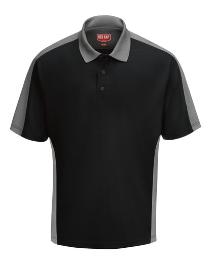 Red Kap Men's Performance Knit Two Tone Polo SK54 #color_Black/ Charcoal