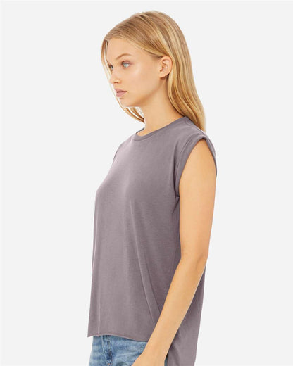 BELLA + CANVAS Women’s Flowy Rolled Cuffs Muscle Tee 8804 #colormdl_Storm