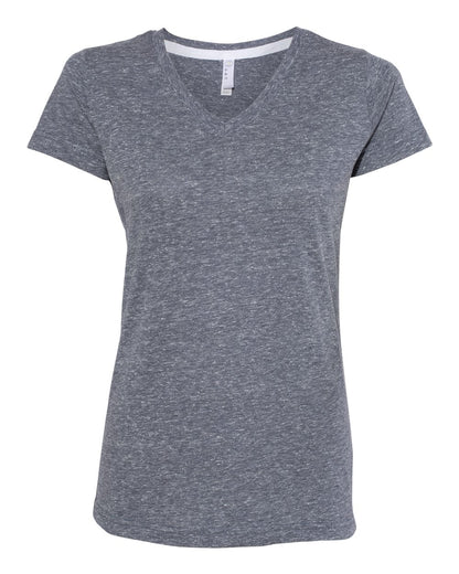 LAT Women's Harborside Mélange V-Neck Tee 3591 #color_Navy Melange