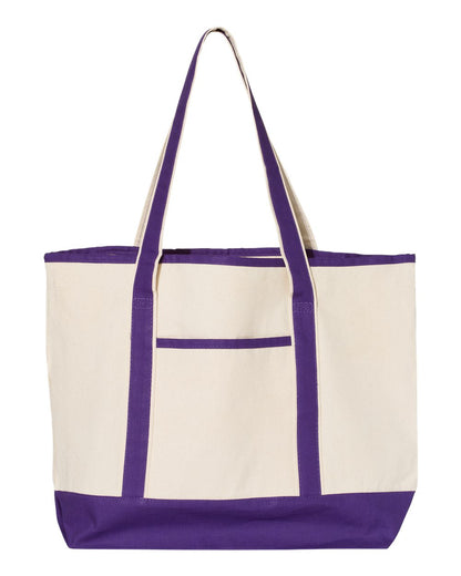 Q-Tees 34.6L Large Canvas Deluxe Tote Q1500 #color_Natural/ Purple