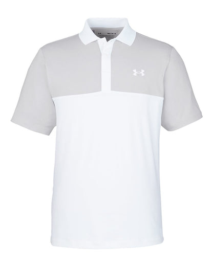 Under Armour Men's Performance 3.0 Colorblock Polo 1377375 #color_White/ Halo Grey/ White