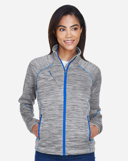 North End Women's Flux Mélange Bonded Fleece Jacket 78697 #colormdl_Platinum/ Olympic Blue
