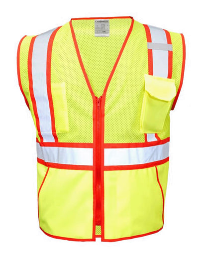 Kishigo Unisex Standard Contrast Vest 1595-1598 #color_Lime/ Red