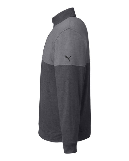 Puma Golf Men's Cloudspun Warm Up Quarter-Zip Pullover 595803 #color_Puma Black/ Quiet Shade
