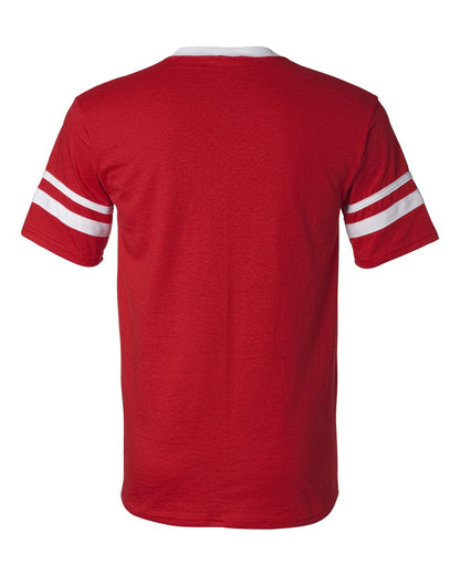 Augusta Sportswear V-Neck Jersey with Striped Sleeves 360 #color_Red/ White