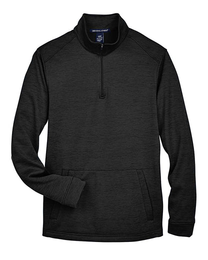 Devon & Jones Men's Newbury Mélange Fleece Quarter-Zip Pullover DG798 #color_Black Heather