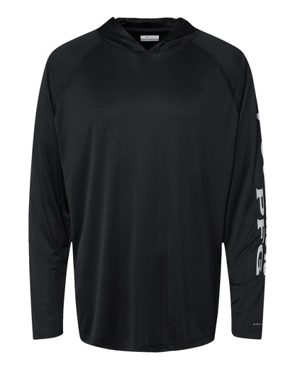Columbia Unisex PFG Terminal Tackle™ Hooded Long Sleeve T-Shirt 212482 #color_Black/ Cool Grey
