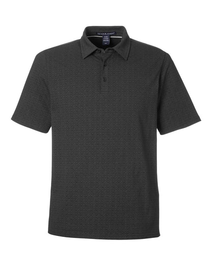 Devon & Jones Men's Crownlux Performance® Geo Polo DG101 #color_Black/ Graphite