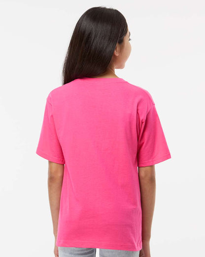 M&O Youth Gold Soft Touch T-Shirt 4850 #colormdl_Heliconia