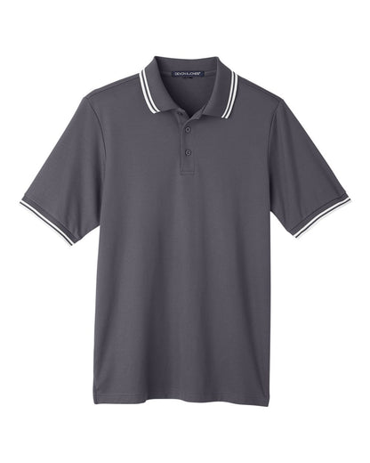 Devon & Jones Men's CrownLux Performance® Plaited Tipped Polo DG20C #color_Graphite/ White