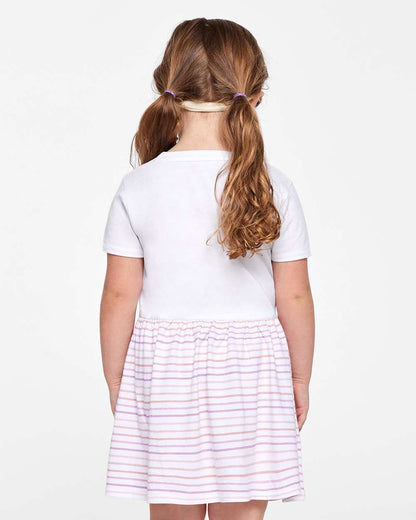 Rabbit Skins Toddler Fine Jersey Dress 5333 #colormdl_White/ Lilac Stripe