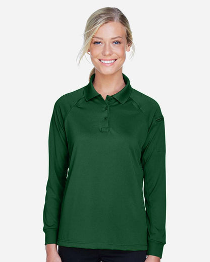 Harriton Women's Advantage Long Sleeve Tactical Polo M211LW #colormdl_Dark Green