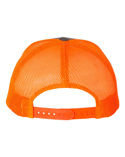 YP Classics Retro Trucker Cap 6606 #color_Charcoal/ Neon Orange