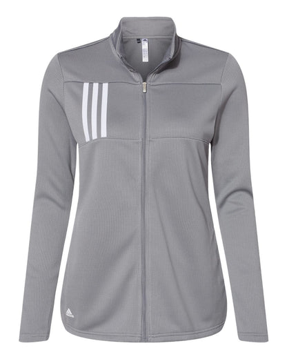 Adidas Women's 3-Stripes Double Knit Full-Zip A483 #color_Grey Three/ White