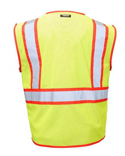 Kishigo Unisex Standard Contrast Vest 1595-1598 #color_Lime/ Red