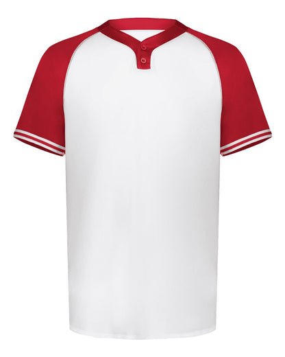 Augusta Sportswear Youth Cutter Henley Jersey 6906 #color_White/ Scarlet