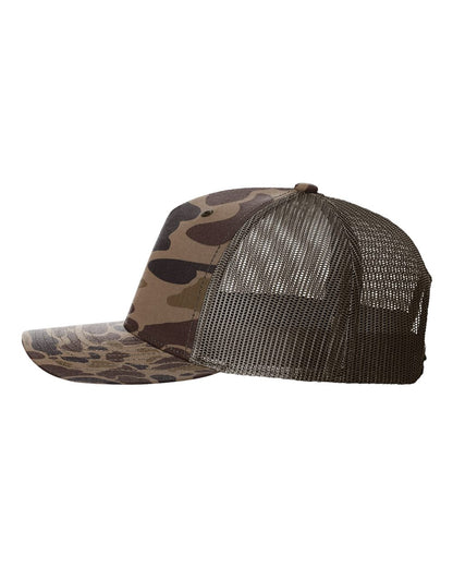 Richardson Five-Panel Printed Trucker Cap 112PFP #color_Bark Duck Camo/ Brown