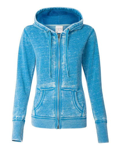 J. America Women's Zen Fleece Full-Zip Hooded Sweatshirt 8913 #color_Oceanberry