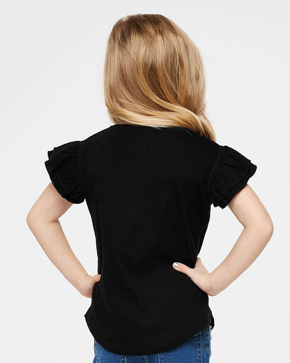 Rabbit Skins Toddler Flutter Sleeve Tee 3339 #colormdl_Black