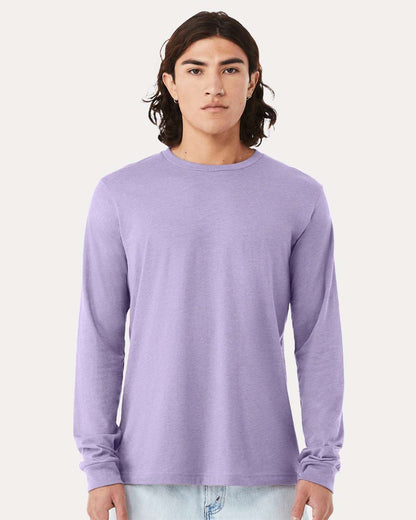 BELLA + CANVAS Heather CVC Long Sleeve Tee 3501CVC #colormdl_Heather Dark Lavender