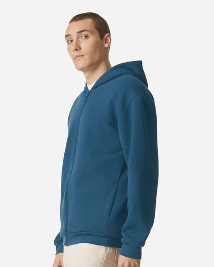 American Apparel Unisex ReFlex Fleece Full-Zip Hoodie Sweatshirt RF497 #colormdl_Sea Blue