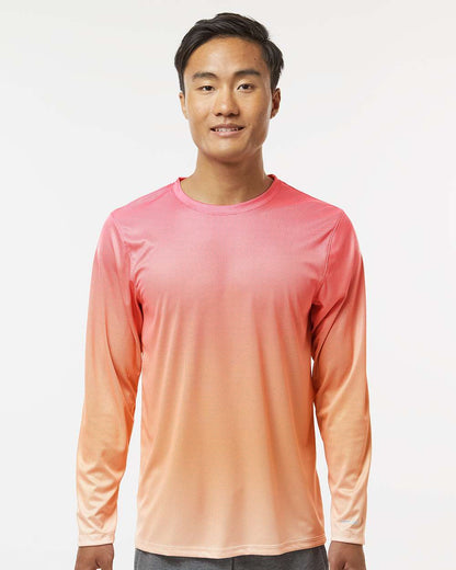 Paragon Unisex Barbados Performance Pin Dot Long Sleeve T-Shirt 225 #colormdl_Red/ Light Orange