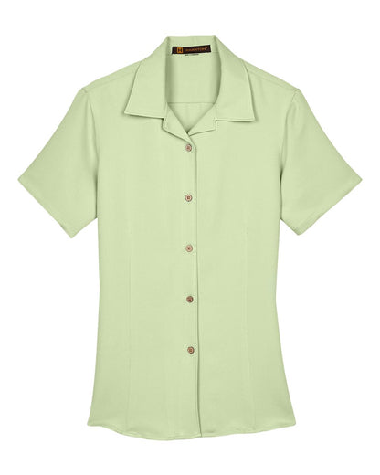 Harriton Women's Bahama Cord Camp Shirt M570W #color_Green Mist