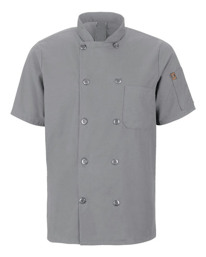 Chef Designs Mimix™ Short Sleeve Chef Coat with OilBlok 046X #color_Grey