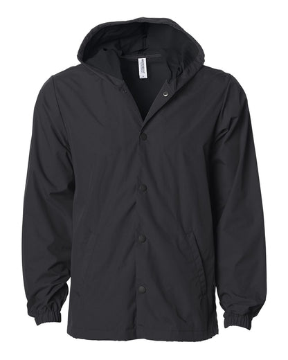 Independent Trading Co. Water-Resistant Hooded Windbreaker EXP95NB #color_Black/ Black