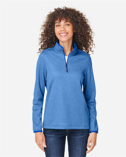 CORE365 Women's Venture Heathered Stripe Quarter-Zip Pullover CE73W #colormdl_True Royal/ White