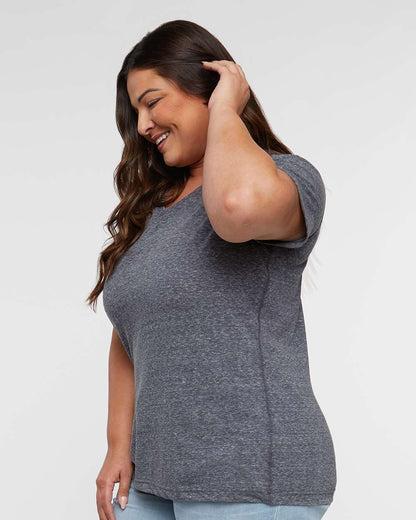 LAT Women's Harborside Mélange V-Neck Tee 3591 #colormdl_Navy Melange