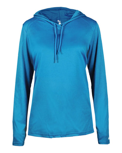 Badger Women's B-Core Long Sleeve Hooded T-Shirt 4165 #color_Electric Blue