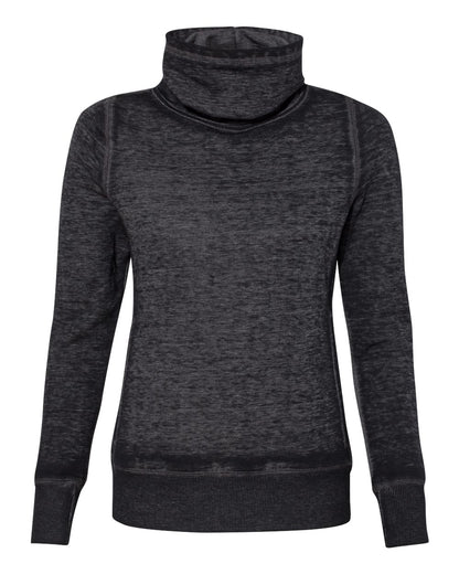 J. America Women’s Zen Fleece Cowl Neck Sweatshirt 8930 #color_Twisted Black