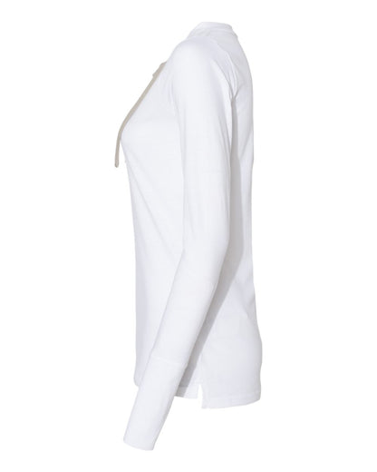 LAT Women's Fine Jersey Lace-Up Long Sleeve T-Shirt 3538 #color_Blended White/ Titanium