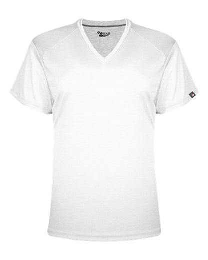 Badger FitFlex Women's Performance V-Neck T-Shirt 1002 #color_White