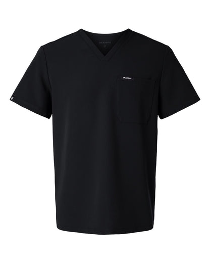 Jaanuu Men's Holmes Everyday 1-Pocket Scrub V-Neck Top M10001 #color_Black