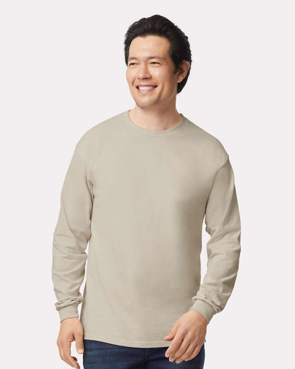 Gildan Unisex Ultra Cotton® Long Sleeve T-Shirt 2400 #colormdl_Sand