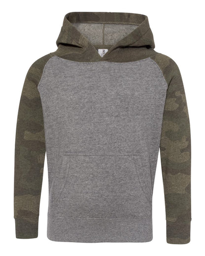 Independent Trading Co. Toddler Special Blend Hooded Raglan Sweatshirt PRM10TSB #color_Nickel Heather/ Forest Camo