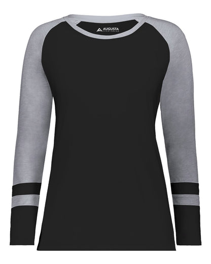 Augusta Sportswear Women's Triblend Fanatic 2.0 Long Sleeve T-Shirt 2917 #color_Black/ Grey Heather