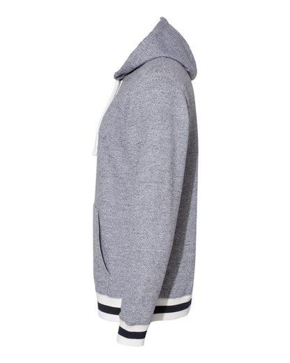 J. America Unisex Peppered Fleece Lapover Hooded Sweatshirt 8701 #color_Pepper/ Navy