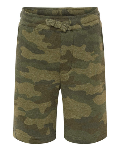 Independent Trading Co. Youth Lightweight Special Blend Fleece Shorts PRM16SRT #color_Forest Camo Heather