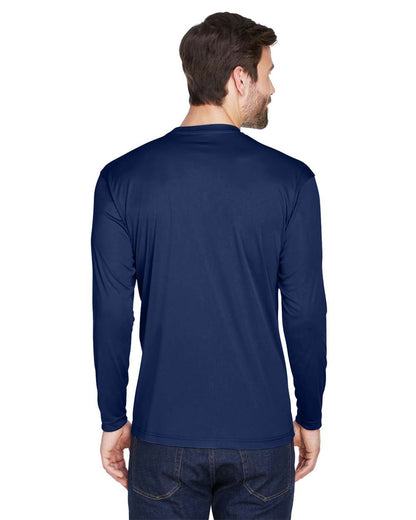 UltraClub Men's Cool & Dry Sport Long Sleeve Performance Interlock T-Shirt 8422 #colormdl_Navy